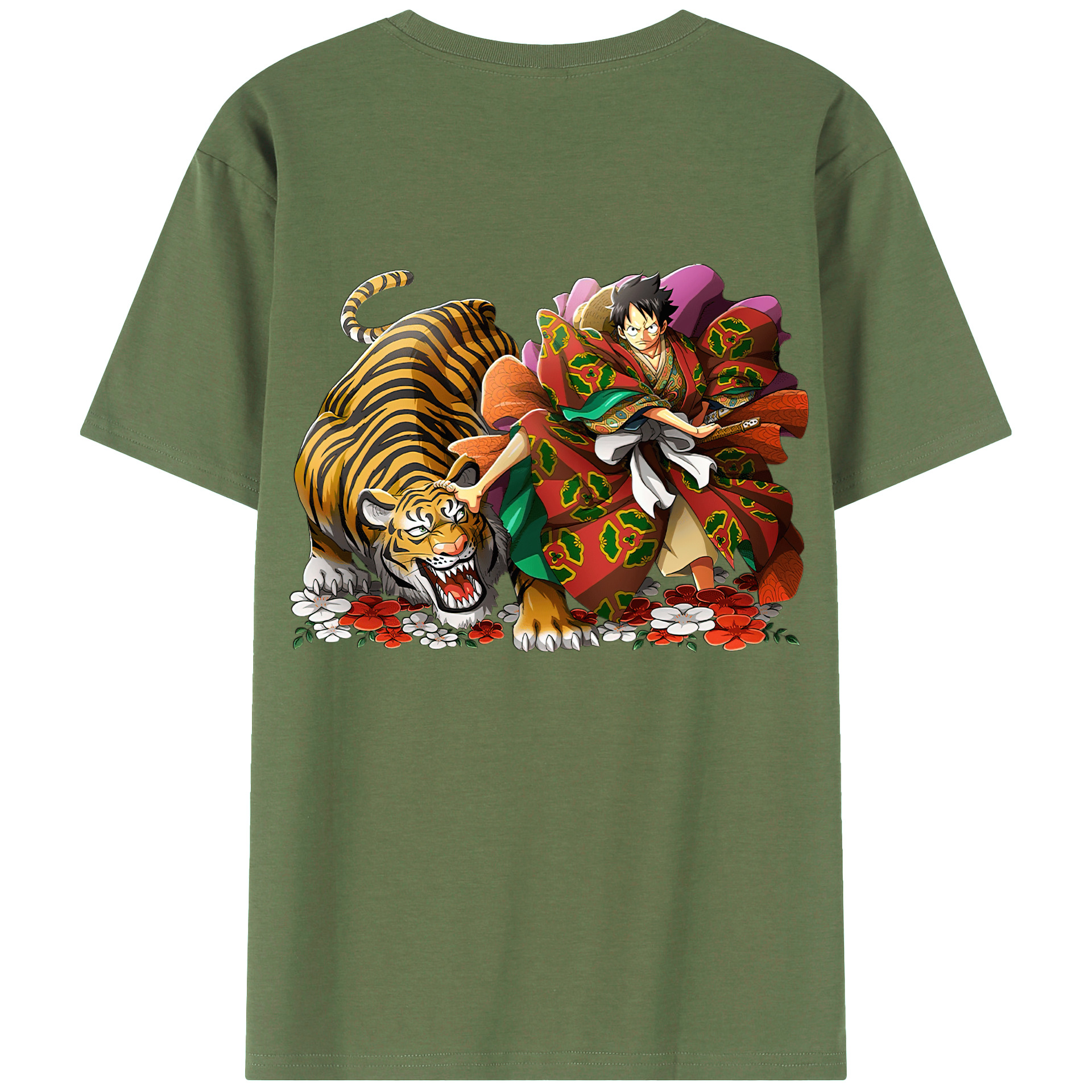 （画像用） ワンピース モンキー・D・ルフィ ONE PIECE Monkey D. Luffy 綿100％ メンズ半袖Tシャツ（バックプリント） 通気性